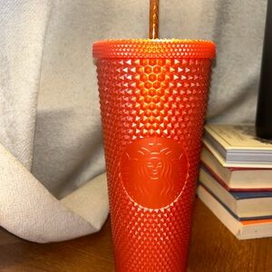 Starbucks Orange Textured Tumbler with Straw